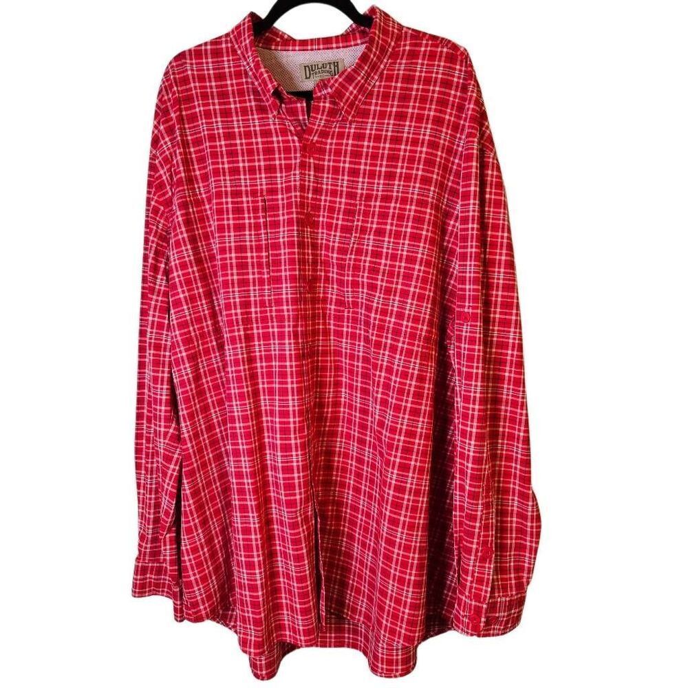 Duluth Trading  mens red plaid button down shirt.  2XLT. #936